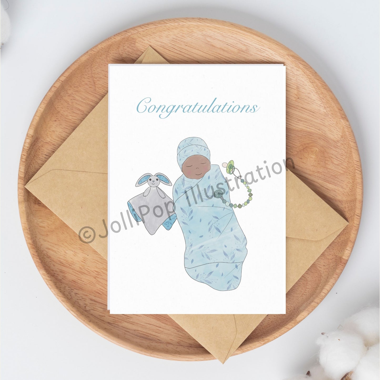 Baby Card - Congratulations - Blue - Greeting Card
