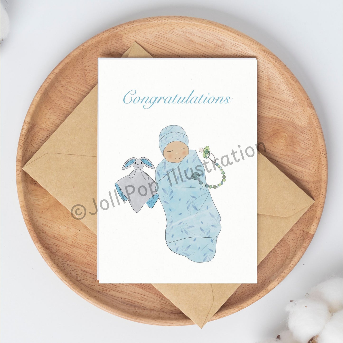 Baby Card - Congratulations - Blue - Greeting Card