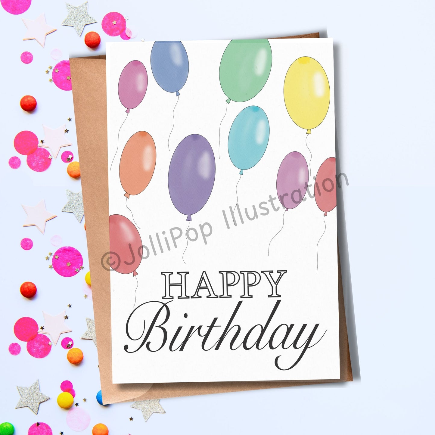 Birthday Balloons Rainbow - Greeting Card