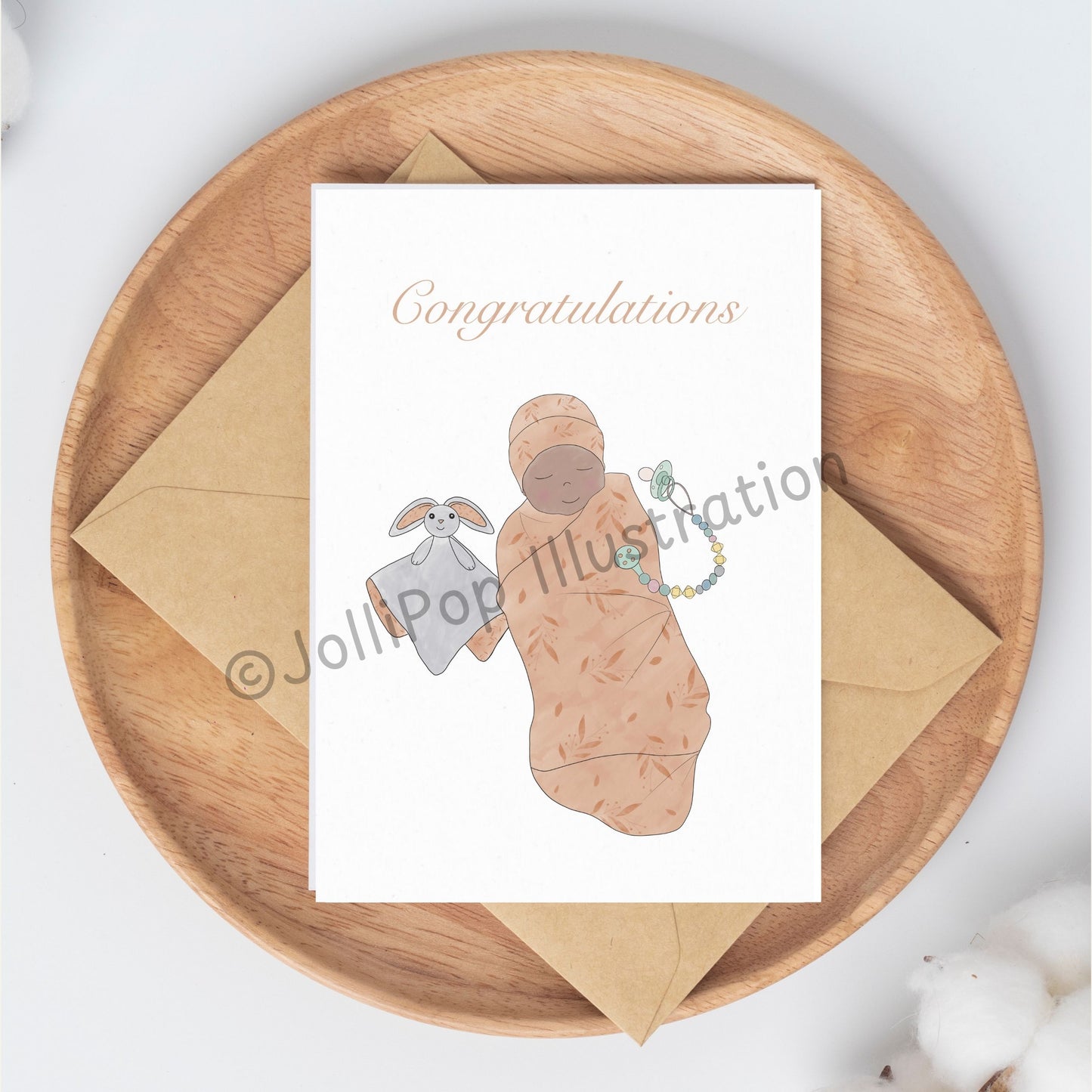 Baby Card - Congratulations - Sandy Brown - Greeting Card