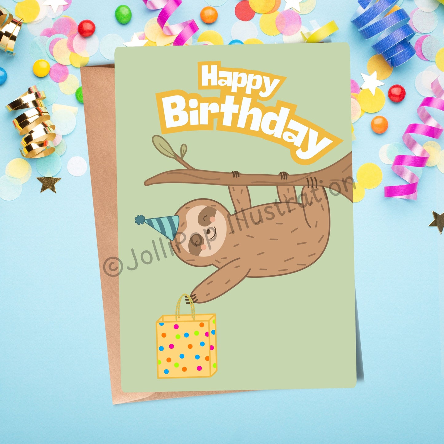 Birthday Sloth- Greeting Card