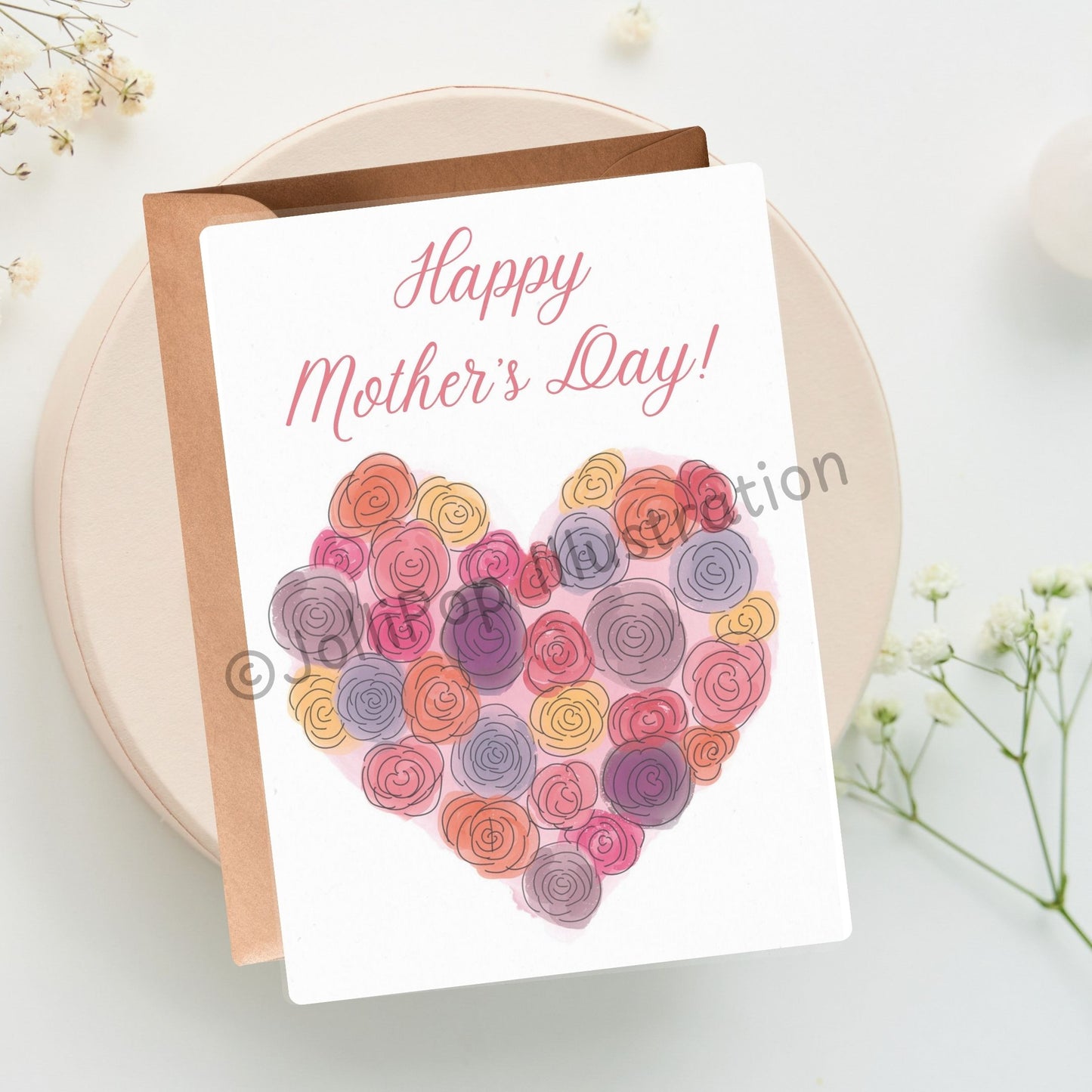 Mother's Day - Floral Heart - Greeting Card