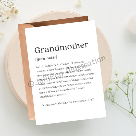 Dictionary - Grandmother - Greeting Card