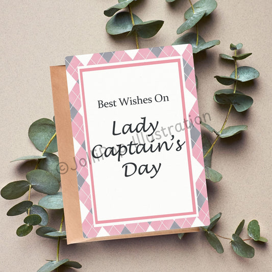 Golfer - Greeting Card - Pink Tartan